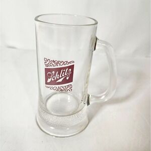Schlitz Clear Glass Beer Mug Stein w/ Handle Breweriana Barware